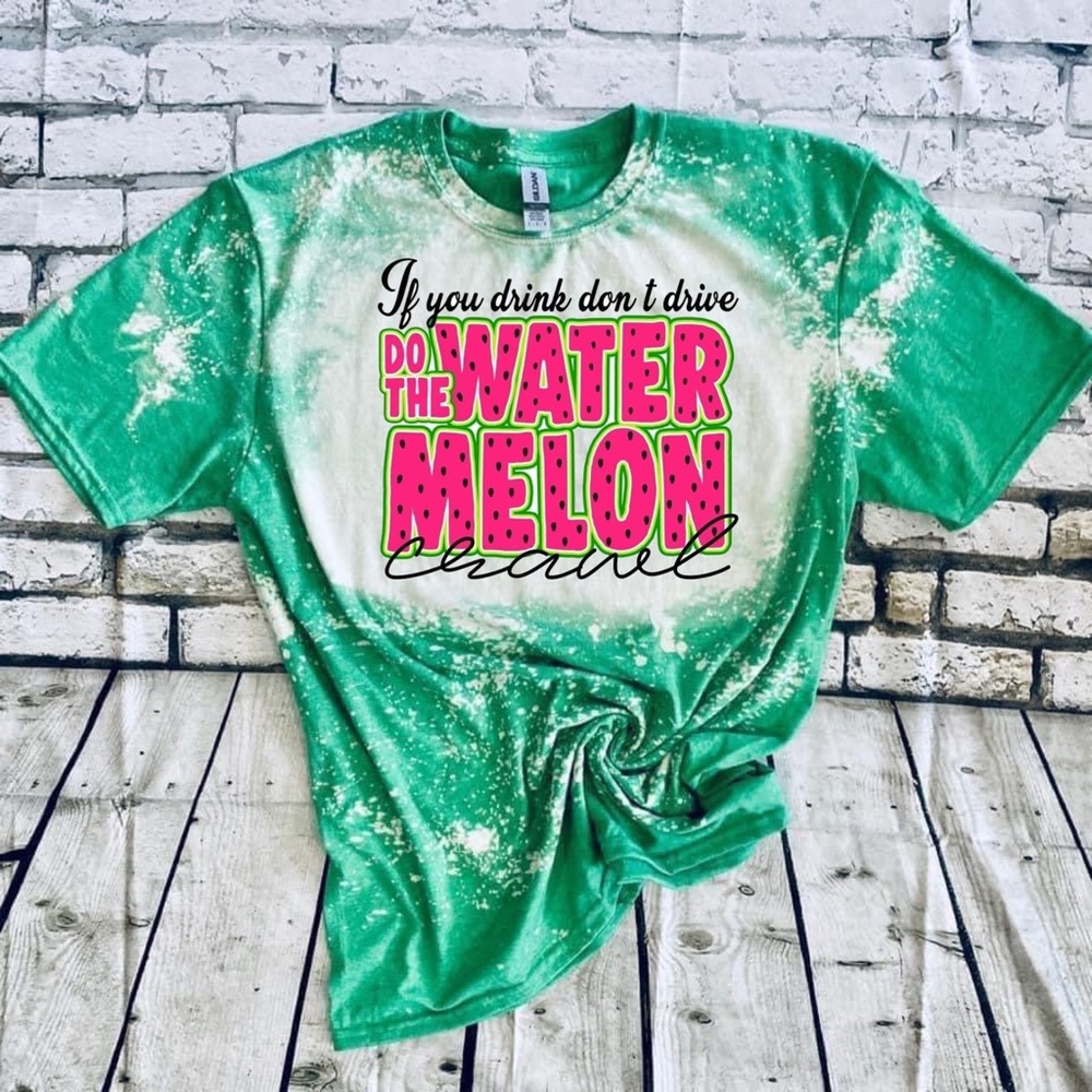 Watermelon Crawl Bleached Tee🍉